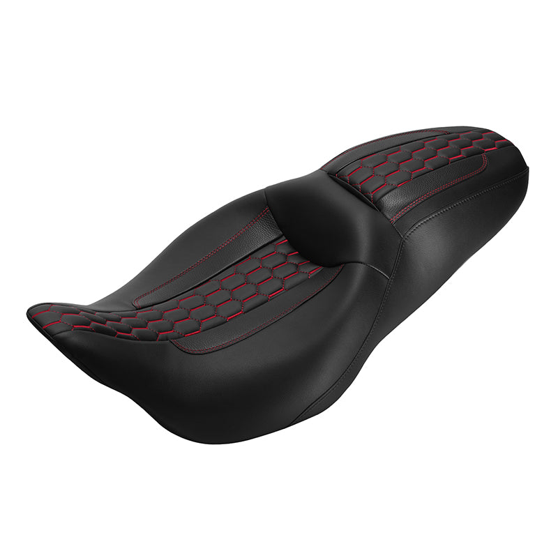 C.C. RIDER Touring Seat 2 up Seat Driver Passenger Seat Honeycomb Stitching For Harley Touring Street Glide Road Glide Electra Glide, 2008-2023