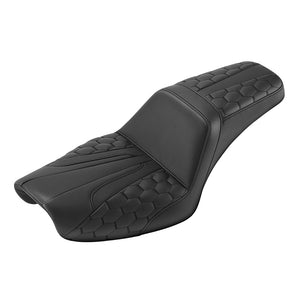 C.C. RIDER Dyna Step Up Seat 2 Up Seat Black Honeycomb Stitching For Dyna Wide Glide Super Glide, 1996-2003