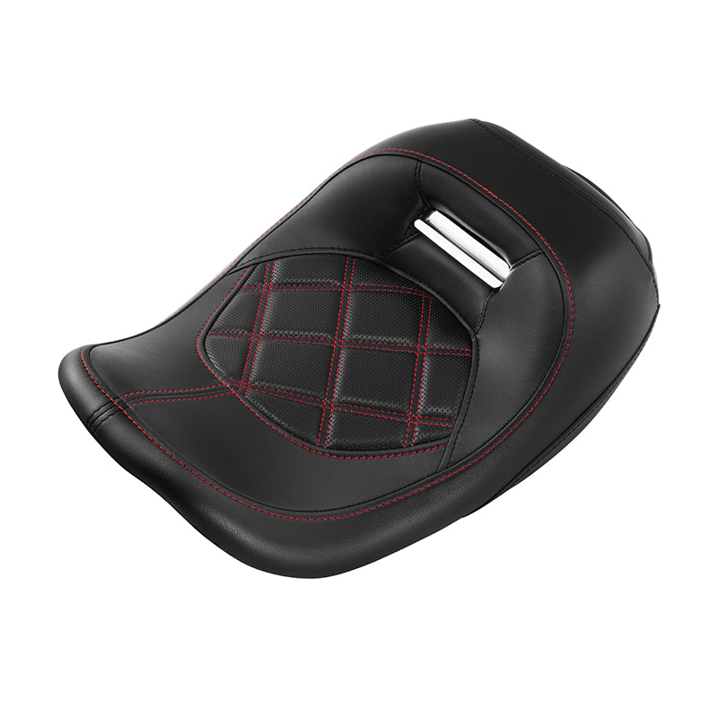 C.C. RIDER Touring Seat Solo Seat Low Profile Driver Seat Orange Lattice Stitching Fit For Harley Touring With Stretched Gas Tank, 2008-2024