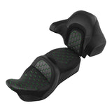 C.C. RIDER Touring Seat Driver Passenger Seat With Backrest For Harley CVO Road Glide Electra Glide Street Glide Road King, Black Green, 2014-2023