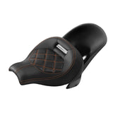 C.C.RIDER Custom Short Oval Rear Fender With Orange Lattice Solo Seat in Black Gelcoat Finish For Harley Softail Breakout FXBR FXBRS, 2018-2023