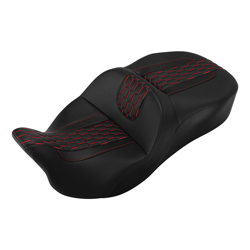 C.C. RIDER Touring Seat 2 Up Seat Driver Passenger Seat Honeycomb Stitching For Harley CVO Road Glide Electra Glide Street Glide Road King, 2009-2023