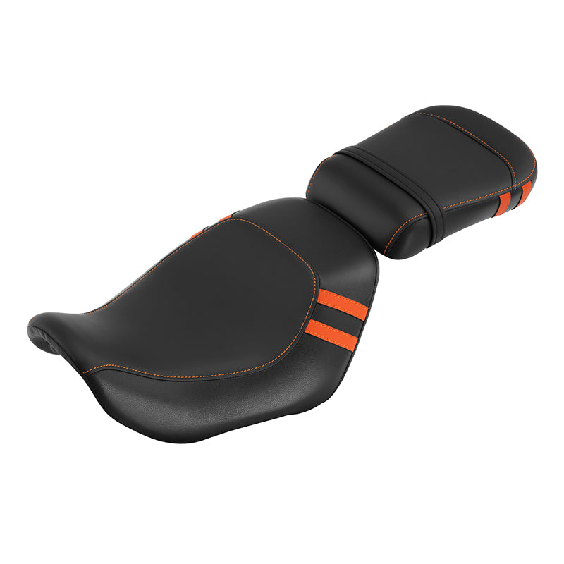 C.C. RIDER Sportster Seat 2 Piece Reach Seat Driver And Passegner Seat Orange Trimming Fit For Harley Nightster RH975 2022-Later