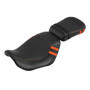 C.C. RIDER Sportster Seat 2 Piece Reach Seat Driver And Passegner Seat Orange Trimming Fit For Harley Nightster RH975 2022-Later