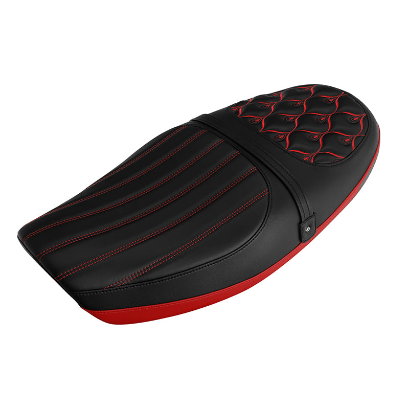 C.C.RIDER Kawasaki Z900RS ERGO Seat Genuine Z900RS Cafe 2 up Seat Black Red Fire Pattern, Kawasaki Z900RS 2018-2025