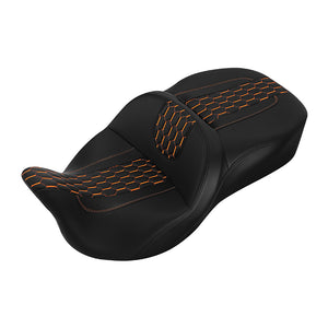 C.C. RIDER Touring Seat 2 Up Seat Driver Passenger Seat Honeycomb Stitching For Harley CVO Road Glide Electra Glide Street Glide Road King, 2009-2023