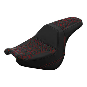 C.C. RIDER Softail Seat Driver And Passenger Seat Chopper Seat Red Fishing Net Pattern Fit Fat Bob 114 FXFB 2018-2023