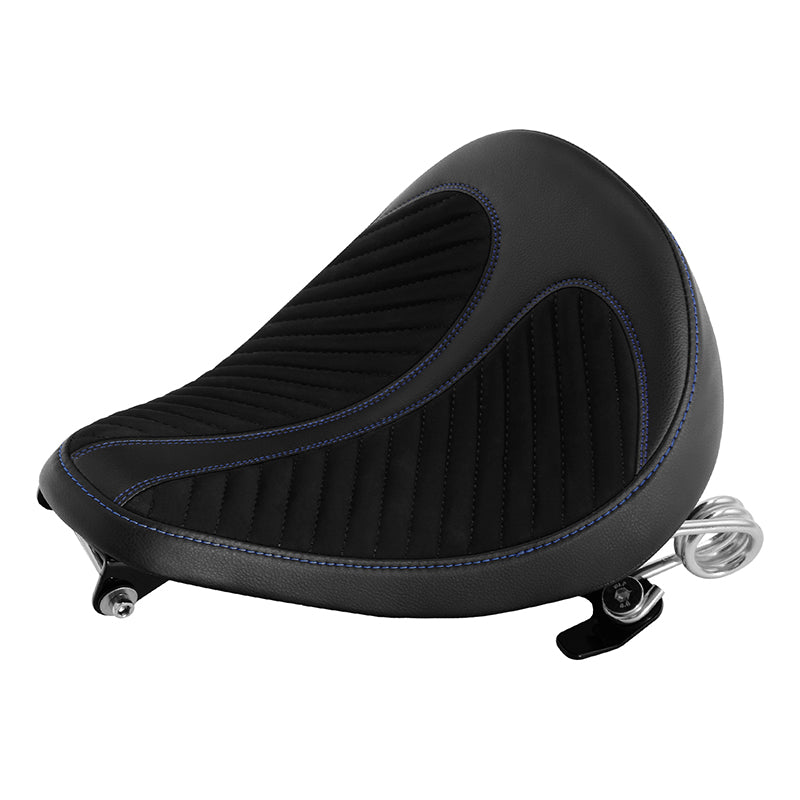 C.C. RIDER Sportster Seat Torsion Spring Solo Seat Max Profile Blue Stitching Alcantara For Iron883 Iron1200 Sportster48, 2004-2023