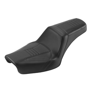 C.C. RIDER Dyna Step Up Seat 2 Up Seat Black Carbon Fiber Stitching For Dyna Wide Glide Super Glide, 1996-2003