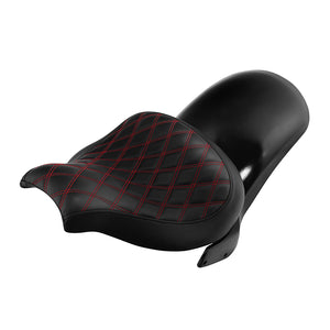 C.C.RIDER Custom Short Oval Rear Fender With Red Diamond Dtitching Solo Seat In Black Gelcoat Finish Fit For Harley Softail Breakout FXBR FXBRS, 2018-2023