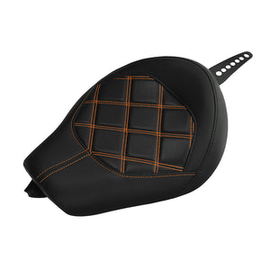 C.C.RIDER Sportster Seat Front Solo Seat Driver Rider Cushion Orange Lattice Stitching, 2010-2023 XL models