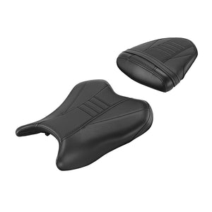 C.C. RIDER YZF R6  Front And Rear Seat Fit For YAMAHA R6 Black Carbon Fiber Stitching, 2006, 2007