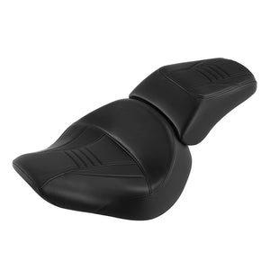 C.C. RIDER Softail Seat Two Piece 2 Up Seat Low Profile Driver Solo Seat Passenger Seat Carbon Fiber Pattern For Harley Softail Fat Boy Cross Bones, 2007-2017