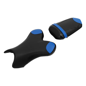 C.C. RIDER YZF R1 Front And Rear Seat For YAMAHA YZFR1 Black Blue Carbon Fiber Combination, 2004-2006