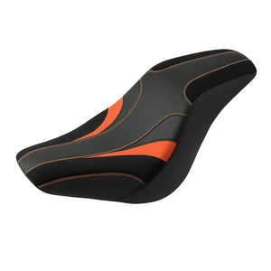C.C. RIDER Softail Seat Low Rider S ST Driver Passenger Seat Black Orange Custom Cutting Low Rider FXLR FXLRS FXLRST 2018-2025