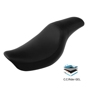 Gel Seat C.C. RIDER Dyna Seat 2 up Seat Motorcycle Seat Black For Dyna Low Rider Fat Bob FXD/FXDWG, 2006-2017