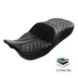 C.C. RIDER Touring Seat Driver Passenger Seat 2 Up Seat Honeycomb Stitch For FL Touring Road King Electra Glide Road Glide, 2009-2024