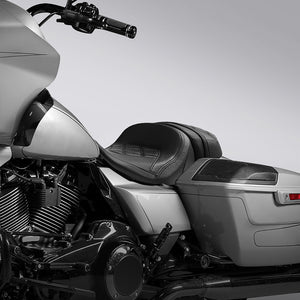 C.C. RIDER Touring Seat Two Piece 2 Up Seat Driver Solo Seat Passenger Seat Lattice Stitching For CVO Street Glide CVO Road Glide, 2023-2025
