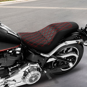 C.C. RIDER Softail Seat Low Rider S Low Rider ST Driver Passenger Seat Red Lattice Stitching Fit For Low Rider FXLR FXLRS FXLRST 2018-2025
