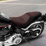 C.C. RIDER Low Rider S Low Rider ST Driver And Passenger Seat Red Lattice Stitching Fit For Low Rider FXLR FXLRS FXLRST 2018-2024