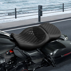 C.C. RIDER Touring Seat 2 Up Seat Driver Passenger Seat Lattice Stitching For Harley CVO Road Glide Electra Glide Street Glide Road King, 2009-2023