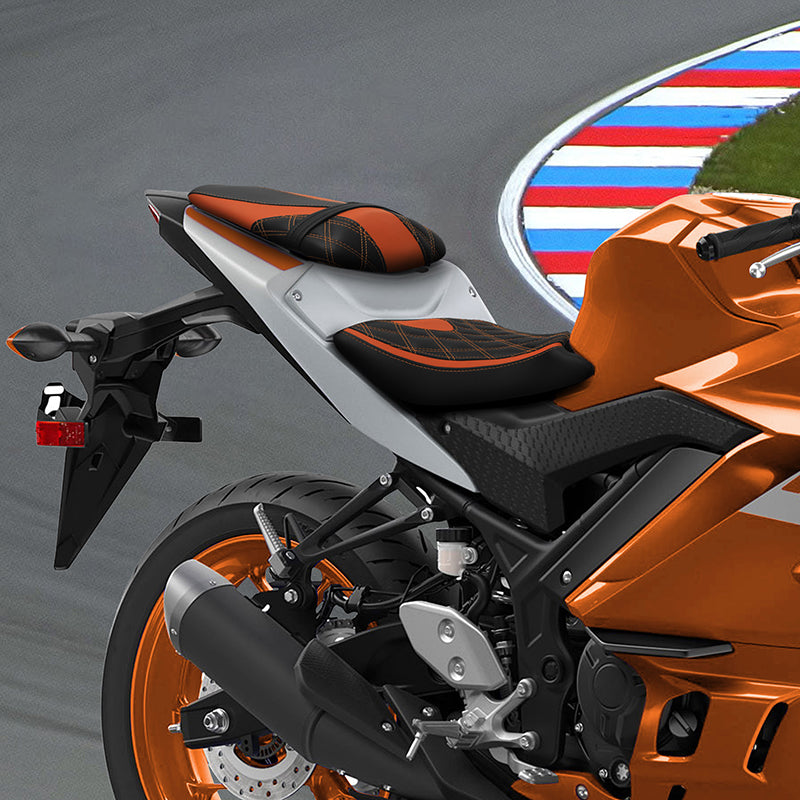 C.C. RIDER YZF R3 YZF R25 MT03 MT25 Front And Rear Seat For YAMAHA Lattice Sitiching Color Trimming, 2015-2023