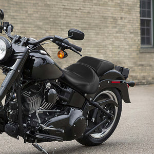 C.C. RIDER Softail Seat Two Piece 2 Up Seat Low Profile Driver Solo Seat Passenger Seat Carbon Fiber Pattern For Harley Softail Fat Boy Cross Bones, 2007-2017