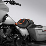 C.C. RIDER Touring Seat Two Piece 2 Up Seat Driver Solo Seat Passenger Seat Orange Trimming For CVO Street Glide CVO Road Glide, 2023-2025