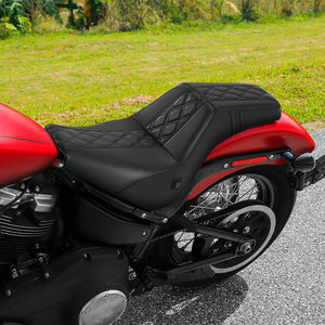 Heated Seat C.C. RIDER Softail Step Up Seat 2 up Seat Lattice Stitching For Softail Standard Street Bob FXBB Standard FXST, 2018-2025