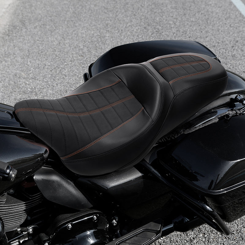 C.C. RIDER Touring Seat 2 up Seat Driver Passenger Seat Custom Motorcycle Seat For Harley Touring Street Glide Road Glide Electra Glide, 2008-2023