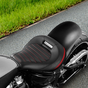 C.C.RIDER Custom Short Oval Rear Fender With Red Stitching Solo Seat in Black Gelcoat Finish For Harley Softail Breakout FXBR FXBRS, 2018-2023
