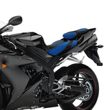 C.C. RIDER YZF R1 Front And Rear Seat Black Blue Alcantara Leather For YAMAHA YZFR1, 2004-2006