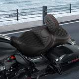 C.C. RIDER Touring Seat Driver Passenger Seat With Backrest For Harley CVO Road Glide Electra Glide Street Glide Road King, Black Red, 2014-2023