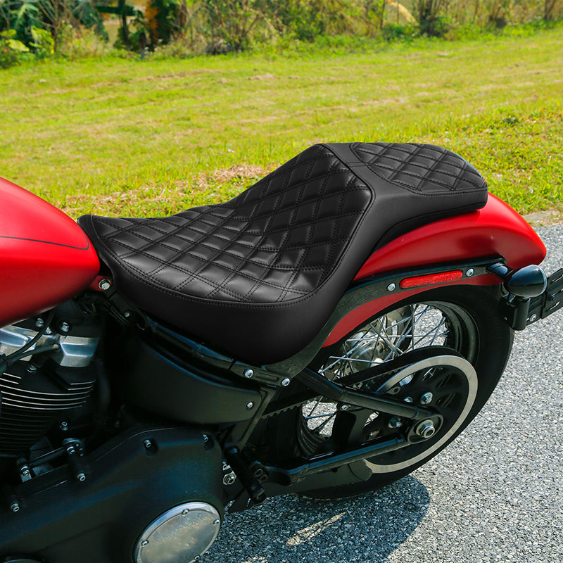C.C. RIDER Softail Step Up Seat 2 Up Seat Diamond Stitching For Softail Street Bob FXBB Standard FXST Models 2018-2025