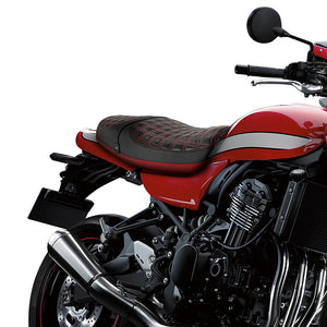 C.C.RIDER Kawasaki Z900RS ERGO Seat Genuine Z900RS Cafe 2 up Seat Black Red Lattice Stitch Fits Kawasaki Z900RS 2018-2025
