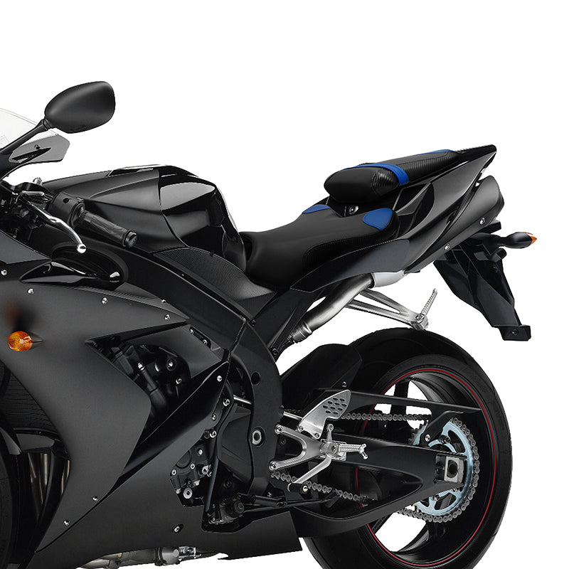 C.C. RIDER YZF R1 Front And Rear Seat For YAMAHA YZFR1 Black Blue Carbon Fiber Combination, 2004-2006