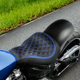 C.C.RIDER Custom Short Oval Rear Fender With Blue Stitching Solo Seat in Black Gelcoat Finish For Harley Softail Breakout FXBR FXBRS, 2018-2023