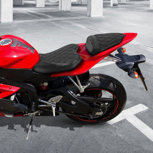 C.C. RIDER YZF R6  Front And Rear Seat Fit For YAMAHA R6 Black Lattice Design, 2006, 2007