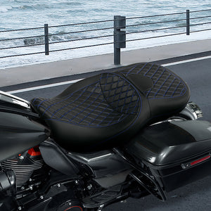 C.C. RIDER Touring Seat 2 Up Seat Driver Passenger Seat Lattice Stitching For Harley CVO Road Glide Electra Glide Street Glide Road King, 2009-2023