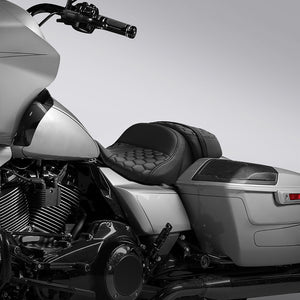 C.C. RIDER Touring Seat Two Piece 2 Up Seat Driver Solo Seat Passenger Seat Honeycomb Stitching For CVO Street Glide CVO Road Glide, 2023-2025