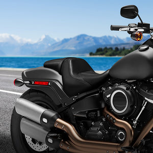 C.C. RIDER Softail Seat Driver And Passenger Seat Chopper Seat Black Microfiber Leather Sitiching Fit Fat Bob 114 FXFB 2018-2023