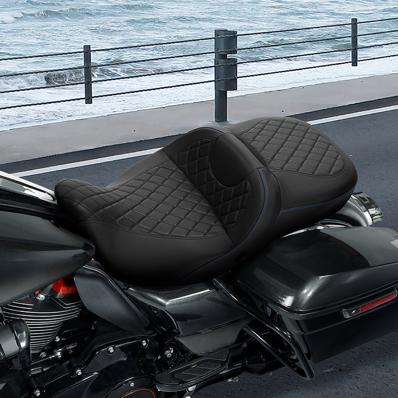 Heated Seat C.C. RIDER Touring Seat 2 Up Seat Driver Passenger Seat For Harley CVO Road Glide Electra Glide Street Glide Road King, 2009-2023