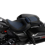 Gel Seat C.C. RIDER Touring Seat Two Piece 2 Up Seat Low Profile Driver Passenger Seat For Road Glide Street Glide Road King Lattice Stitching, 2009-2023