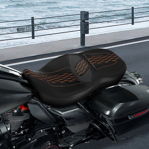 C.C. RIDER Touring Seat 2 Up Seat Driver Passenger Seat Honeybomb Stitching For Harley CVO Road Glide Electra Glide Street Glide Road King, 2009-2023