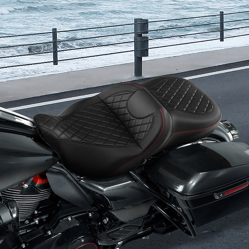 Heated Seat C.C. RIDER Touring Seat 2 Up Seat Driver Passenger Seat For Harley CVO Road Glide Electra Glide Street Glide Road King, 2009-2023