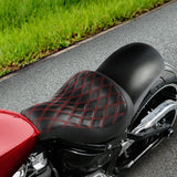 C.C.RIDER Custom Short Oval Rear Fender With Red Diamond Dtitching Solo Seat In Black Gelcoat Finish Fit For Harley Softail Breakout FXBR FXBRS, 2018-2023