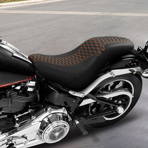 C.C. RIDER Softail Seat Low Rider S Low Rider ST Driver Passenger Seat Black Orange Honeycomb Stitching Fit For Low Rider FXLR FXLRS FXLRST 2018-2025