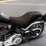 C.C. RIDER Low Rider S Low Rider ST Driver And Passenger Seat Black Orange Honeycomb Stitching Fit For Low Rider FXLR FXLRS FXLRST 2018-2024