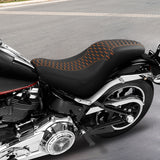 C.C. RIDER Softail Seat Low Rider S Low Rider ST Driver Passenger Seat Black Orange Honeycomb Stitching Fit For Low Rider FXLR FXLRS FXLRST 2018-2025