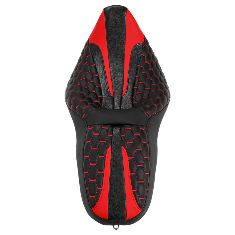Gel Seat C.C. RIDER Touring Seat 2 up Seat Driver Passenger Seat For Harley Touring Street Glide Road Glide Electra Glide Honeycomb Stitiching, 2008-2023